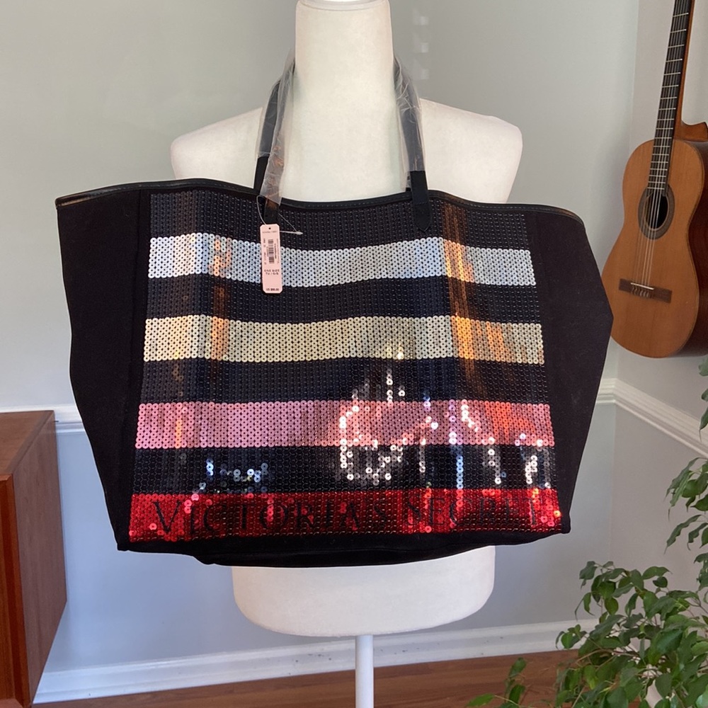 NWT Victoria's Secret Large Sequined Tote Bag